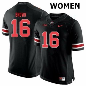 Women's Ohio State Buckeyes #16 Cameron Brown Black Out Nike NCAA College Football Jersey Copuon SCV4544QI